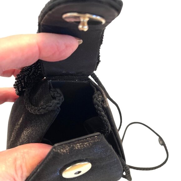 Formal Prom Bridal Evening Shoulder Mini Hand Bag Clutch Purse Black Beaded READ - Picture 3 of 12